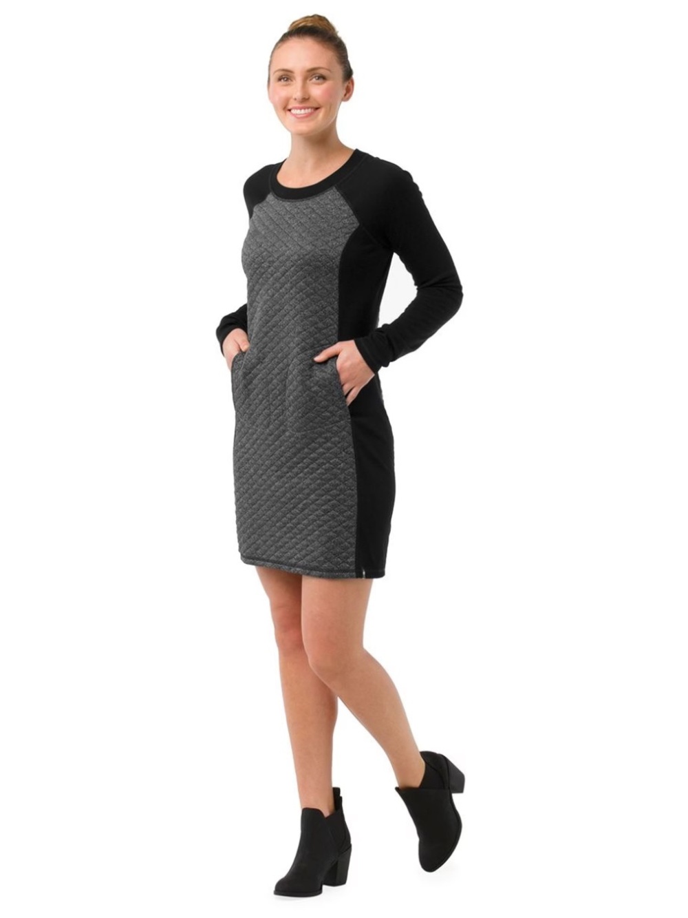Smartwool | Diamond Peak Quilted Mini Dress Wool Blend Gray Black Medium